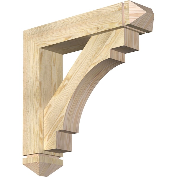 Ekena Millwork Merced Arts and Crafts Rough Sawn Bracket w/ Offset Brace, Douglas Fir, 6"W x 26"D x 26"H BKT0604X26X26MRC03RDF - main